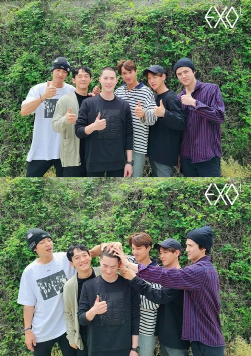 수호, 엑소 멤버·팬 배웅 받으며 입대…짧은 머리 포착[종합]