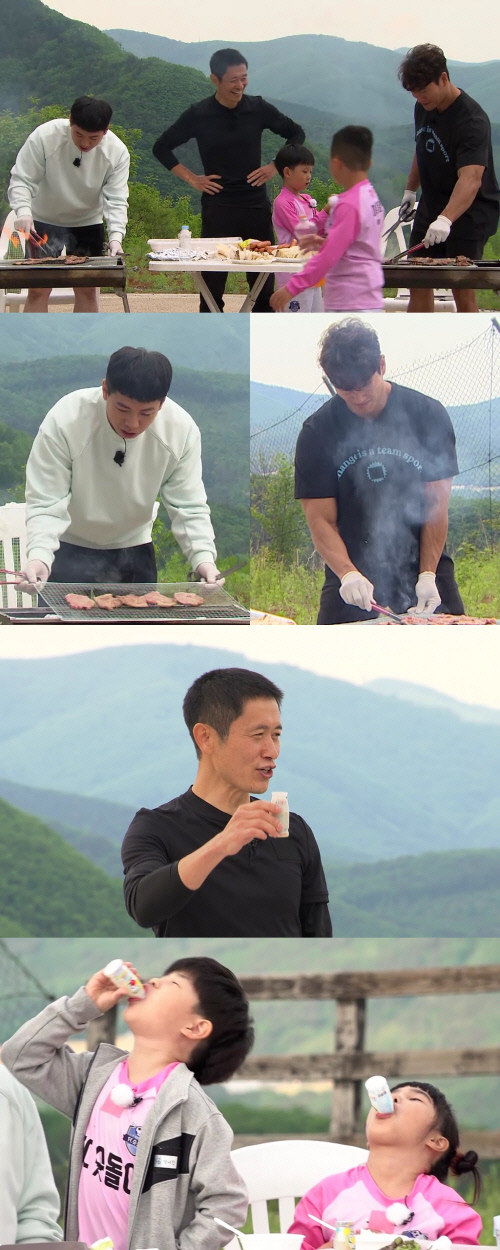 '날아라 슛돌이' 이영표, 슛돌이 취향 저격 고기파티→요구르트 건배사