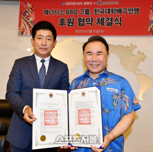 대학배구 후원하는 비비큐 윤홍근 회장 [포토]