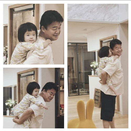 '딸바보' 백종원, 막내딸 어부바 특급애교에 '아빠 미소'[★SNS]