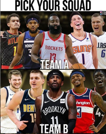 '어빙神' 어빙팀VS'털보'하든팀, "어디가 더 잘할 것 같아?"…가상 로스터 팬들에 제안