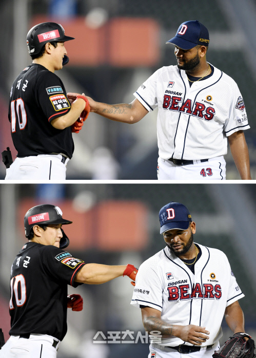 [포토] 알칸타라-황재균 '깨알 같은 신경전'