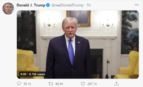 트럼프, 코로나19 확진 이후 첫 발언 "매우 잘 지내…엄청난 지지에 감사"