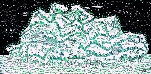 어울림의 공간--제주환상 장지에 아크릴 2020년