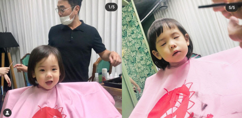SES 유진, 둘째 딸 미용실 근황 올려…"그냥 신난 귀요미 막둥이"