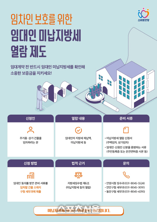 안양시, 임대인 미납지방세 임차인에 열람 허용