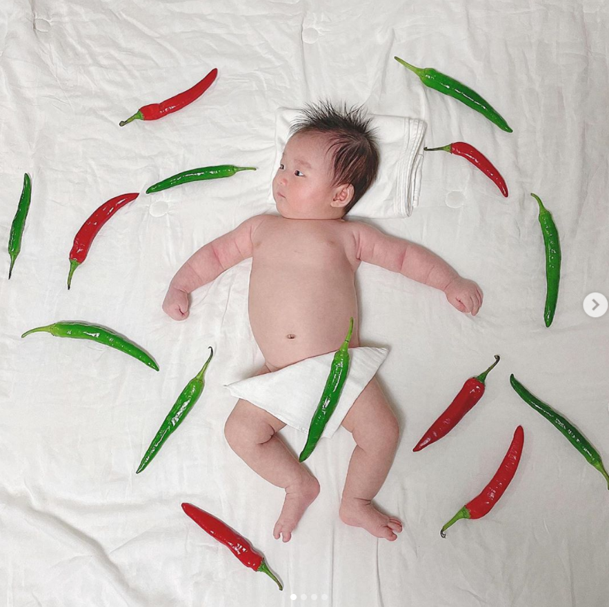 '득남' 허민, 고추+달걀+날개로 만든 '센스 돋는' 50일 사진 눈길