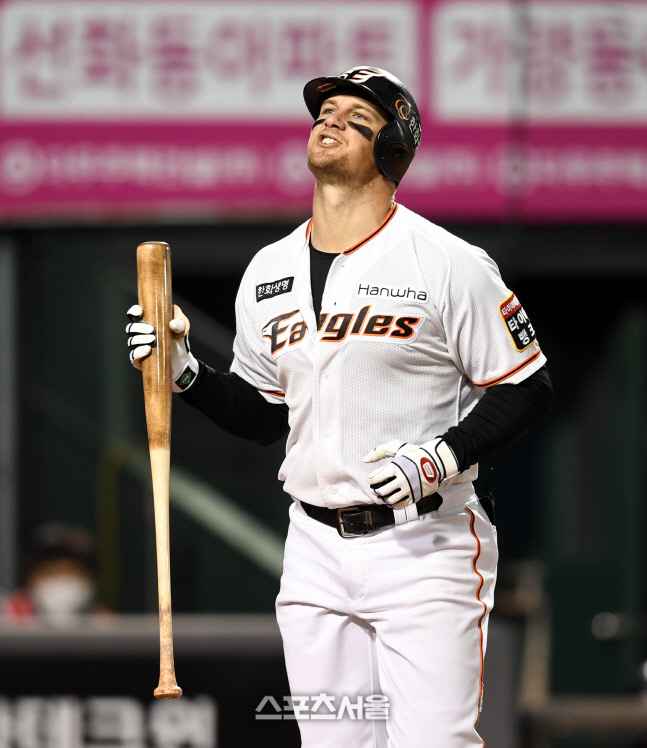 [포토] 반즈 \'삼진을 당하다니\'