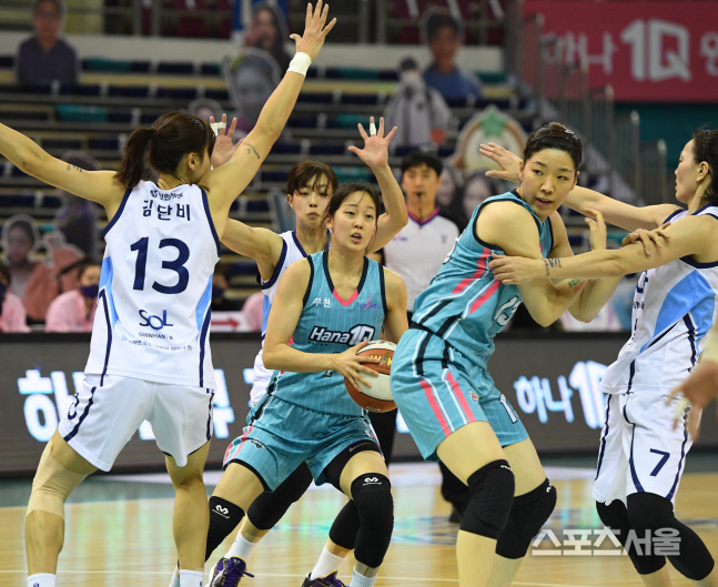 [포토] 하나원큐 신지현, 아수라장!