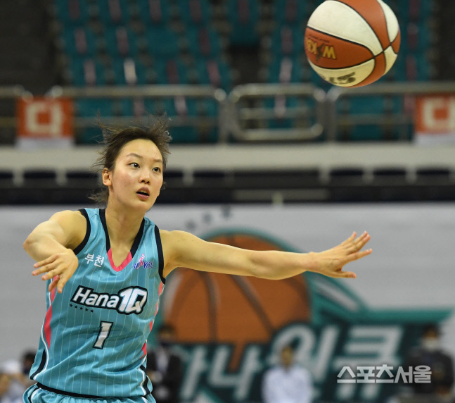 [포토] 하나원큐 신지현, 패스!