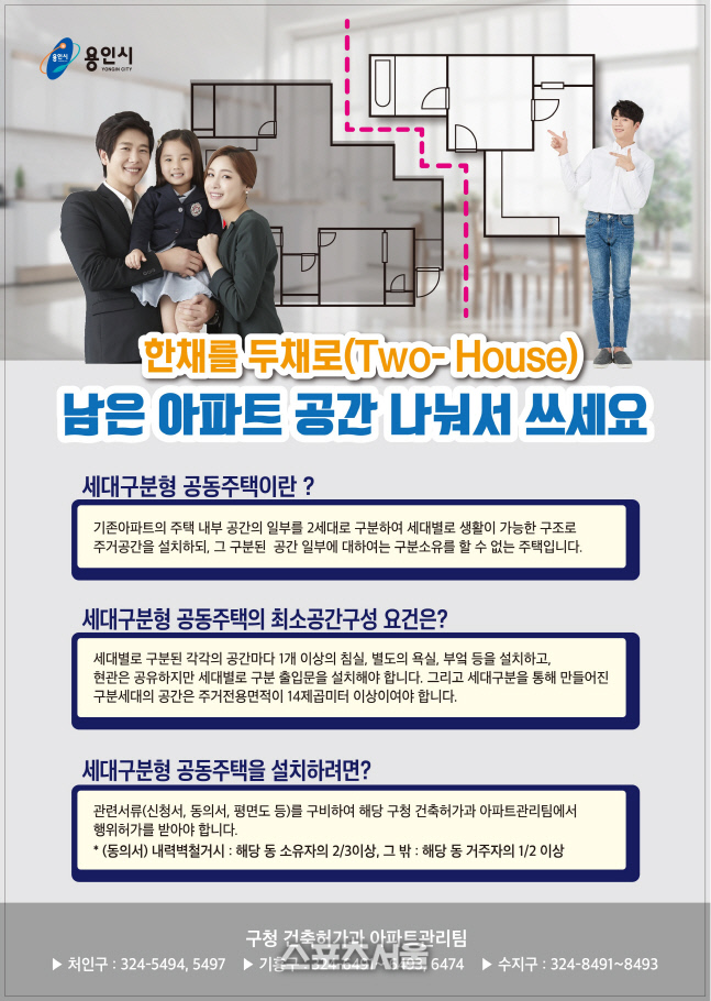 용인시, 신규 아파트 '세대구분형' 공동주택 기준 마련