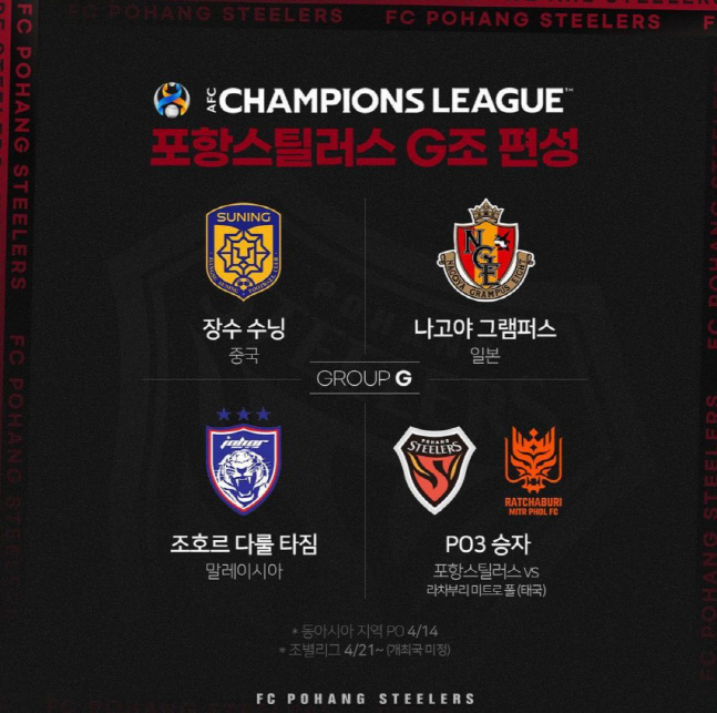 PO 통과해도 中·日 1팀씩 배치…포항·대구, ACL 험난하기만 하다