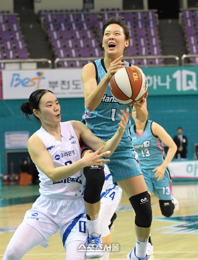 [포토]하나원큐 신지현, 던져야 하는데...