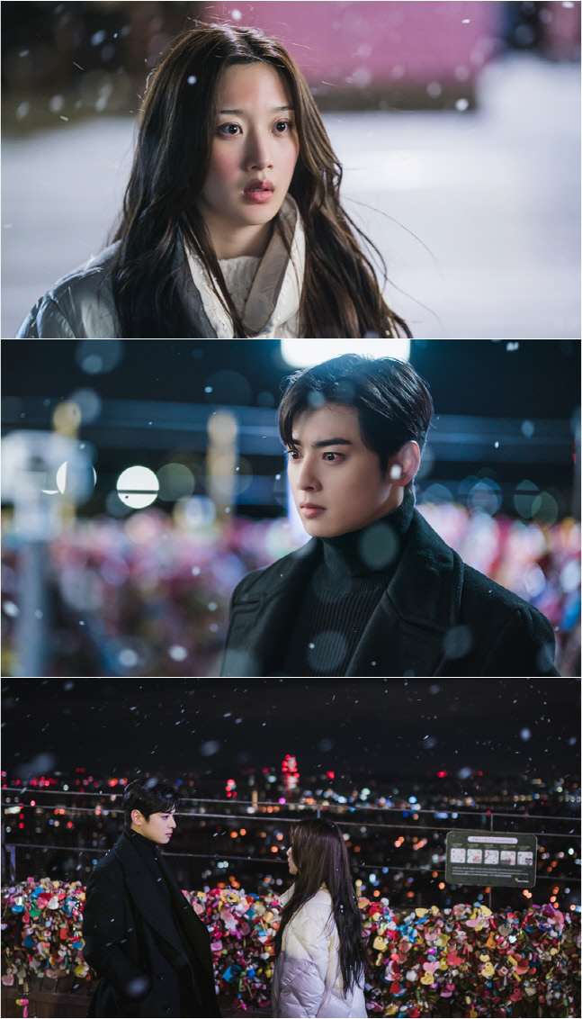 '여신강림' 문가영-차은우, 2년 만에 첫눈 속 재회…두 사람 ♥ 행방은?