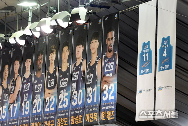 [포토] 삼성 이상민 감독, 전주실내체육관에 영구결번이...?