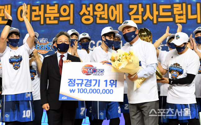 [포토] KCC 전창진 감독, 우승상금 1억원!
