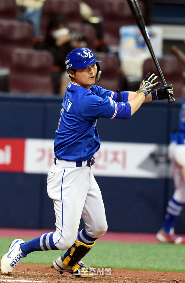 [포토] 안타 김호재 \'잘 맞았어\'