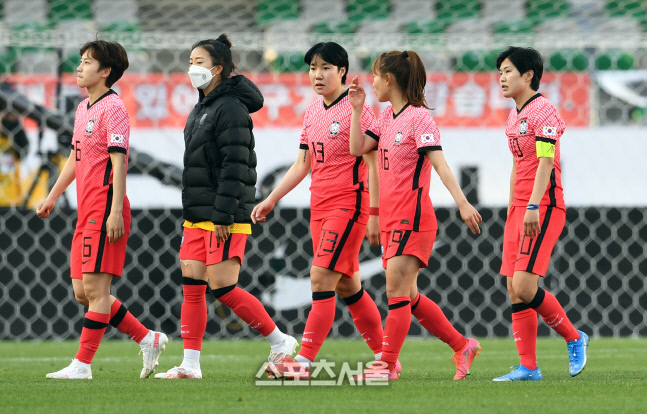 [포토]한국 여자축구, 올림픽 예선 플레이오프 중국과의 1차전 패배