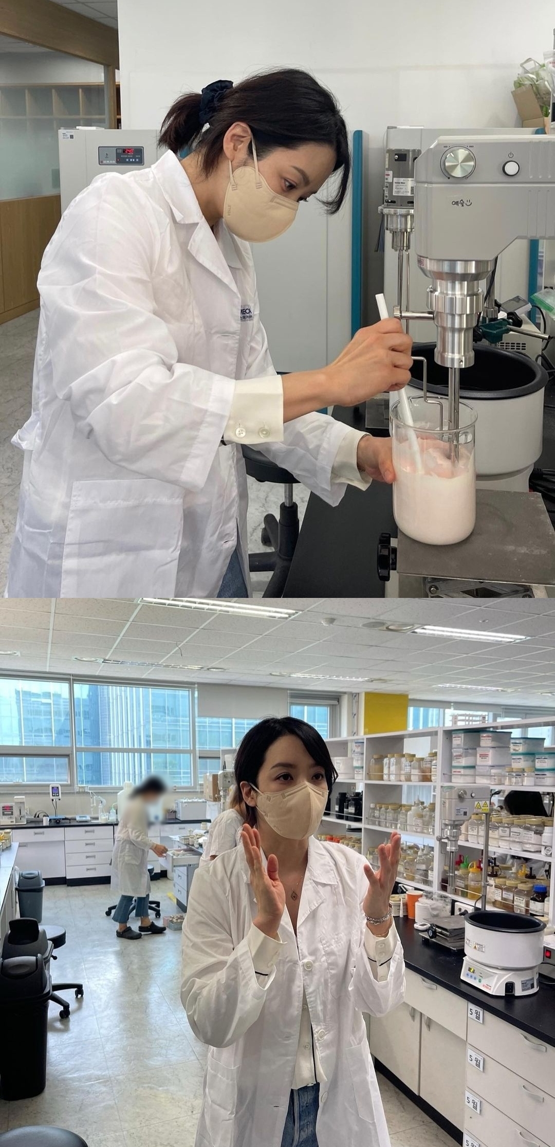 '싱글맘' 채림, 화장품 CEO 변신? 실험실서 가운 입고 찰칵[★SNS]