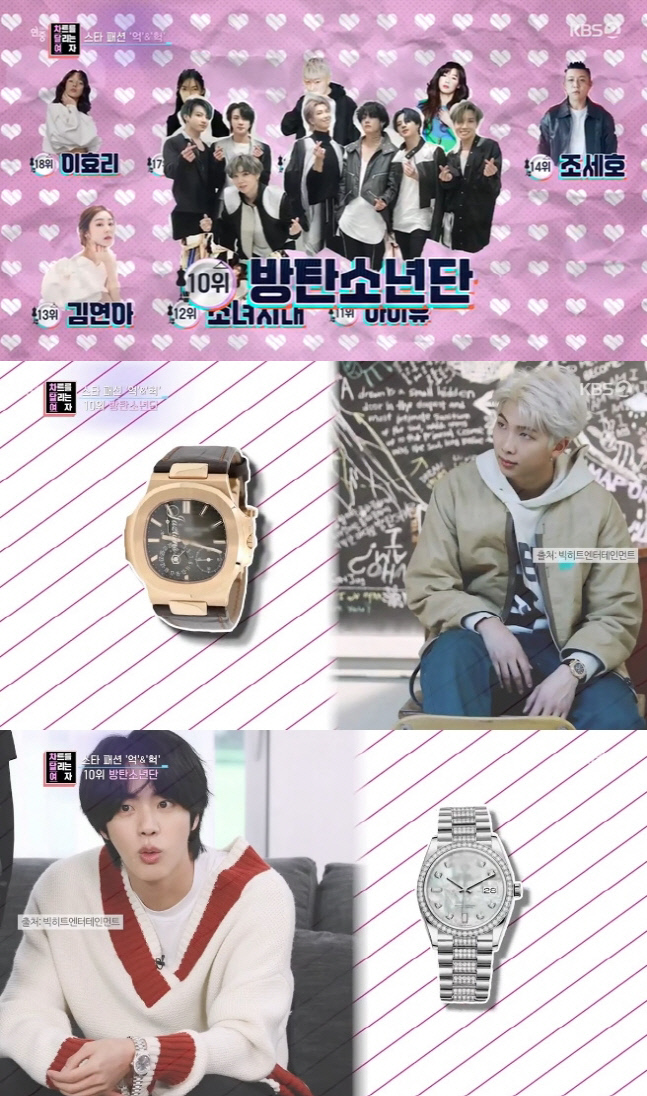 '연중 라이브' 방탄소년단, 억 소리 나는 시계 착용으로 억&헉 스타 순위 10위