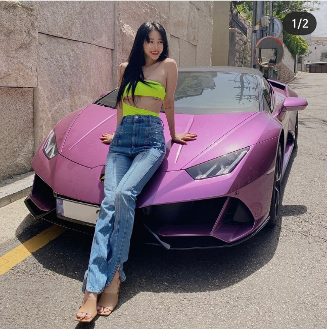 '정면돌파' 한예슬, '남친 선물' 5억 원 보라색 스포츠카 쿨한 공개