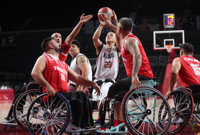 [도쿄패럴림픽]韓휠체어농구, 강적 터키에 패배…27일 한일전에서 첫승 노린다