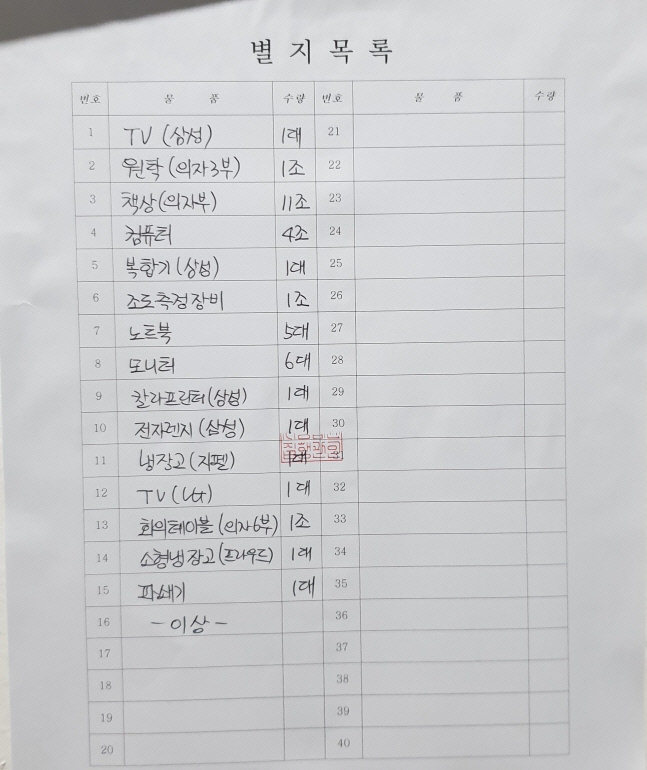 대한테니스협회 압류 집기