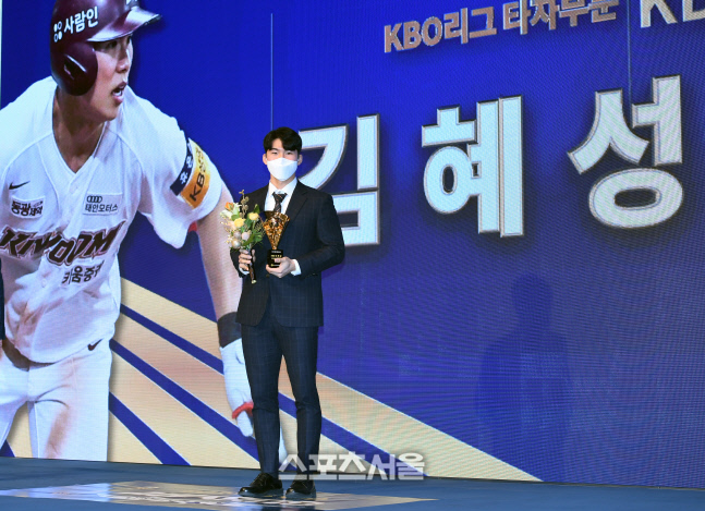 [포토]키움 김혜성, KBO 시상식 도루상 수상