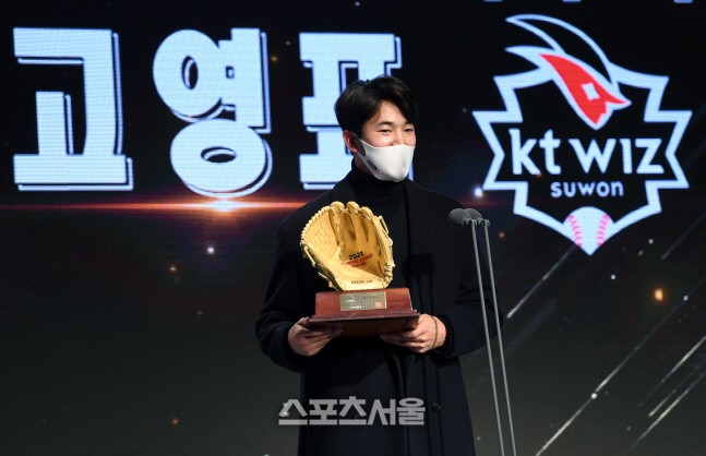 [포토]플레이어스 초이스 어워즈 투수상 고영표, 수비도 더 잘하는 선수가!