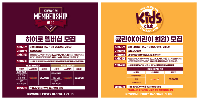 220309_키움히어로즈, 2022시즌 멤버십 모집 보도자료 이미지