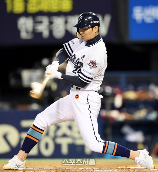[포토] 오재원 '2회 아쉬운 병살타'