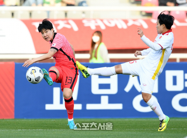 [포토]여자축구대표팀 이금민의 크로스