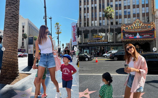 '애둘맘' 김빈우, 할리우드 거리를 런웨이로 만든 구릿빛 명품 몸매 [★SNS]