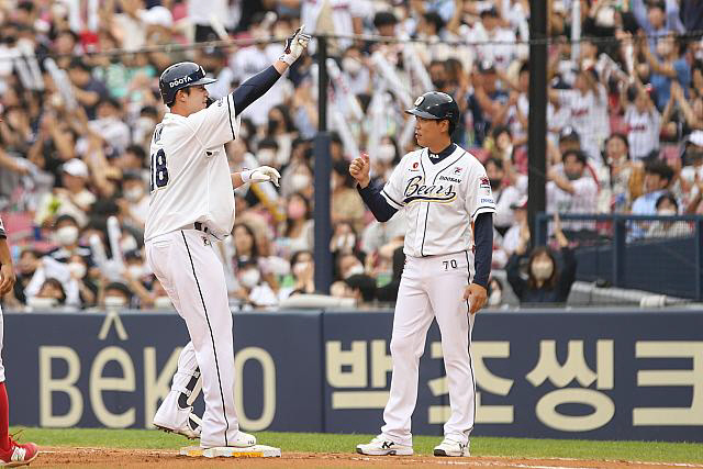 '9개월 아들' 첫 직관 경기서 '결승타' 친 두산 김민혁의 다짐[SS인터뷰]