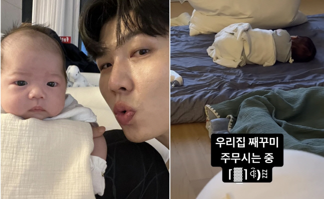 '아들바보' 제이쓴, 깜찍한 뒤태에 심쿵 "우리 집 째꾸미 주무신다"[★SNS]