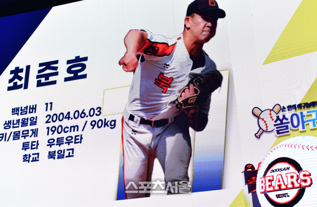 1라운드 9차지명 두산 최준호, 2023KBO리그 신인드래프트[포토]