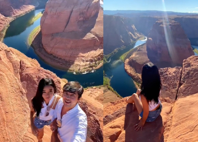 권오중♥엄윤경, 절벽 끝 '아찔' 인증샷..겁 없는 강심장 부부