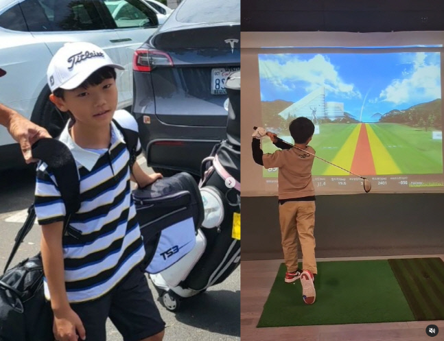 '9살 스윙 이 정도?' 이동국 子 이시안, 수준급 골프 실력 '깜짝'