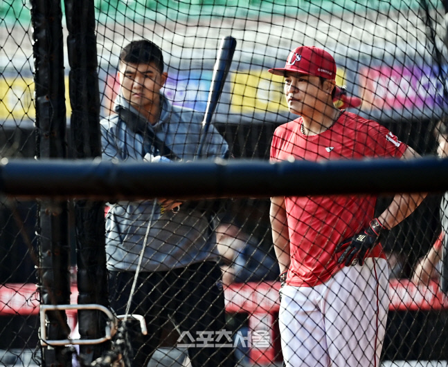 [포토] 추신수, 아들과 훈련 관전