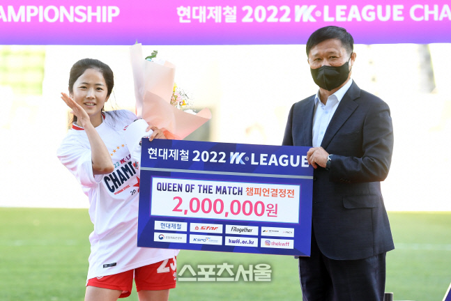 [포토]챔피언결정전 '퀸 오브 더 매치' 이민아, 예쁘게 찍어주세요!