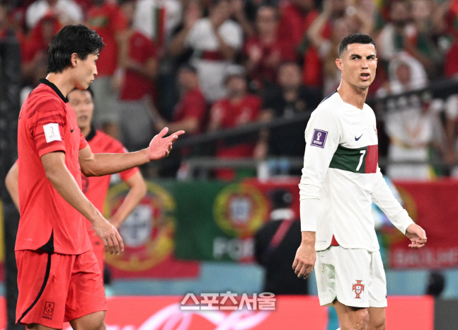 조규성이 밝힌 신경전 비하인드 "호날두가 나한테 욕했다, 그는 날강두"[도하 SS현장]