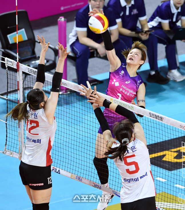 [포토]흥국생명 김다은, 과감한 오픈 공격