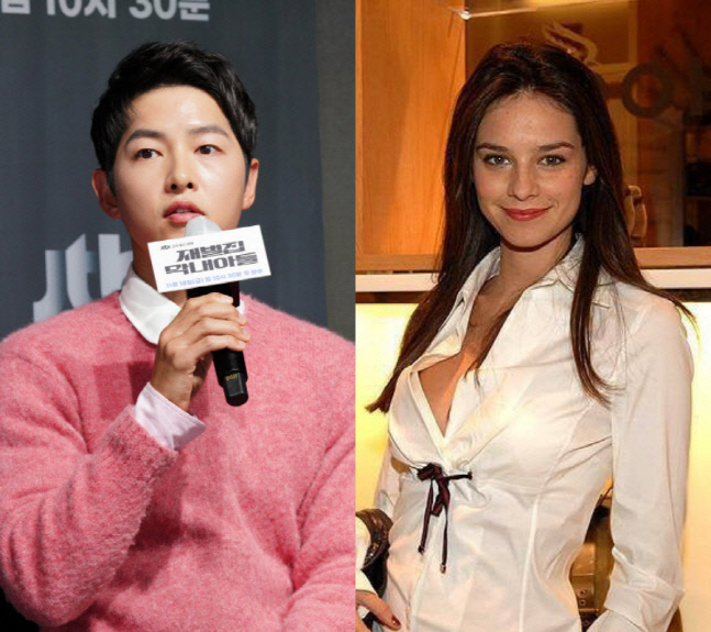 '예비아빠' 송중기, 케이티와 다정한 출국…다이아 반지 눈길