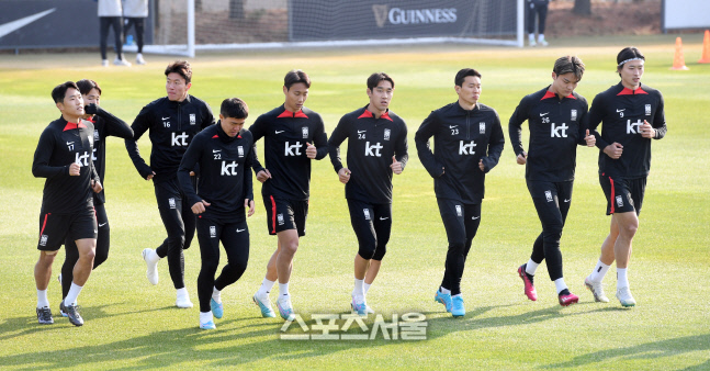 [포토]평가전 준비하는 축구국가대표팀