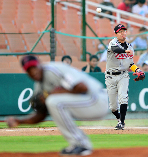 [SS포토]송구 정성훈,'리즈 숙여!!'