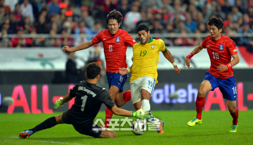 [SS포토]헐크 슈팅 막아내는 정서용