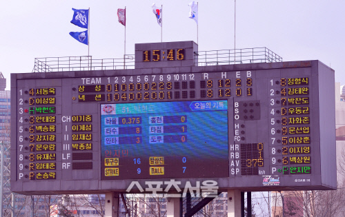 [SS포토]8-9 삼성과 넥센 , 경기후반 치열한 전광판