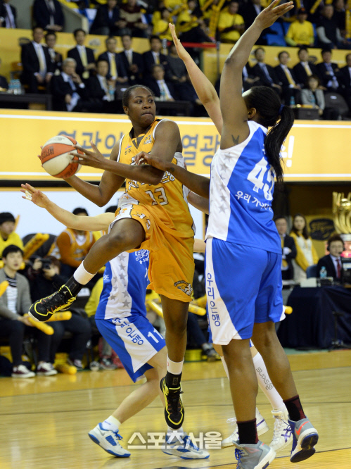 [SS포토]KB스타즈 스트릭렌, '패스할 곳 없나?'(챔피언결정전 4차전)