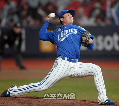 [SS포토] 삼성 안지만 '이대로 경기 끝낼거야'