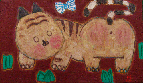 노닒-나비를 놓친 호랑이_24x41cm_Oil on Canvas_2015